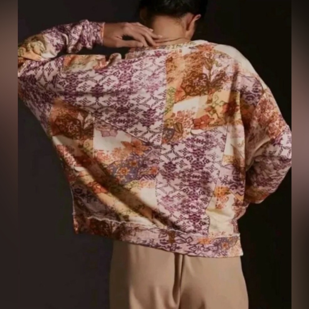 Pilcro Anthropologie Patchwork Split-Neck Sweatsh… - image 8